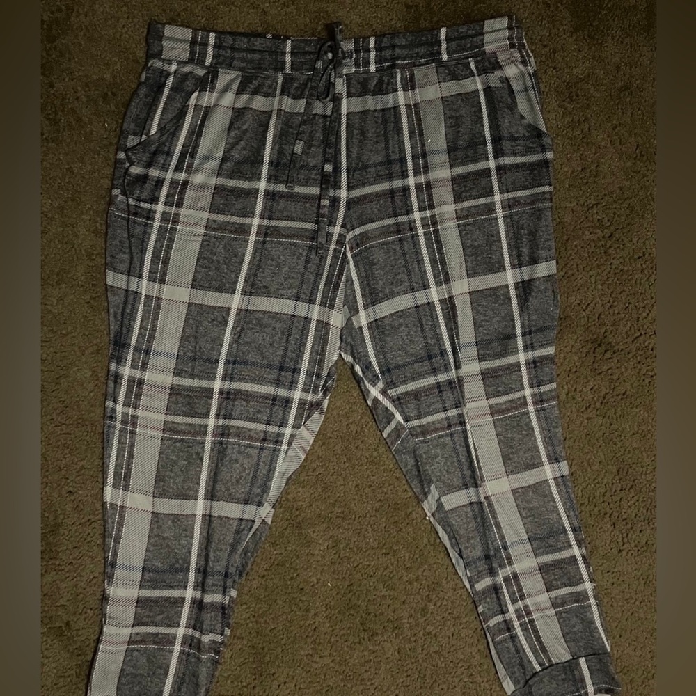 plaid draw string pants